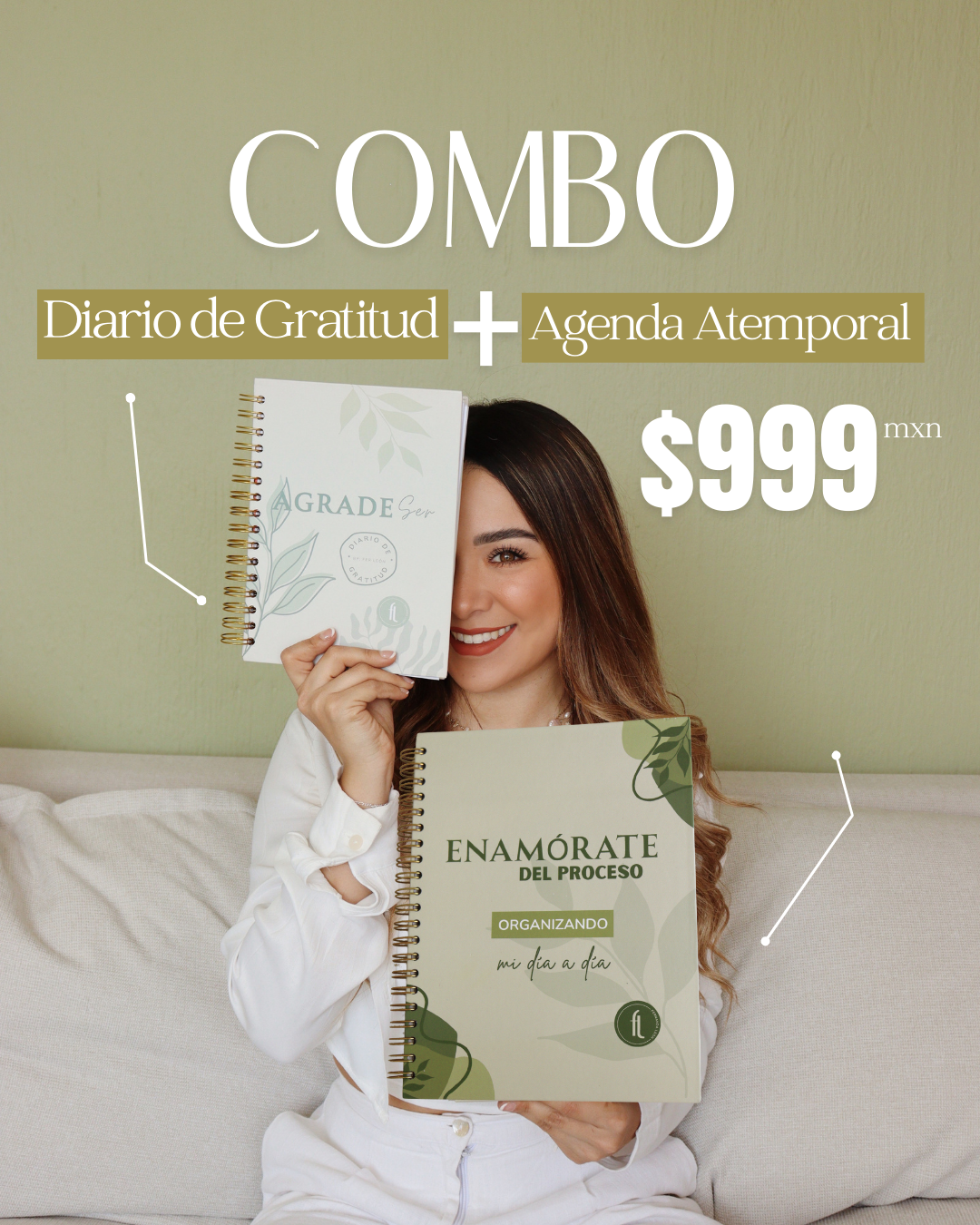 COMBO DIARIO DE GRATITUD +AGENDA ATEMPORAL